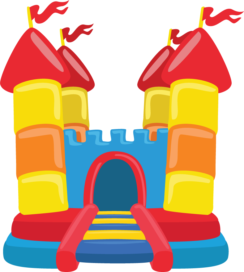 sof bounce house vector with vibrant colors and playful structure for kids' parties
