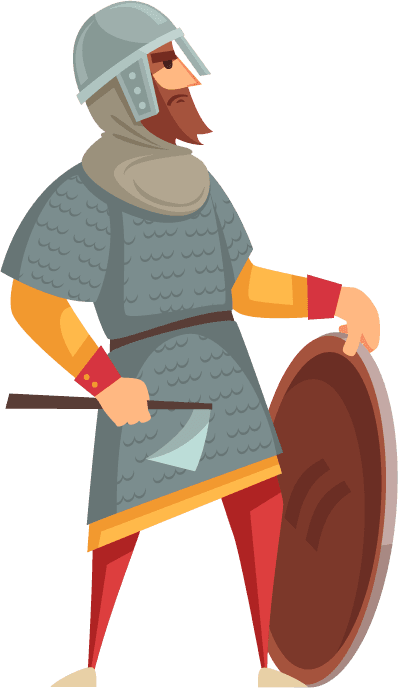 soldiers medieval castle attributes inhabitants flat icons set