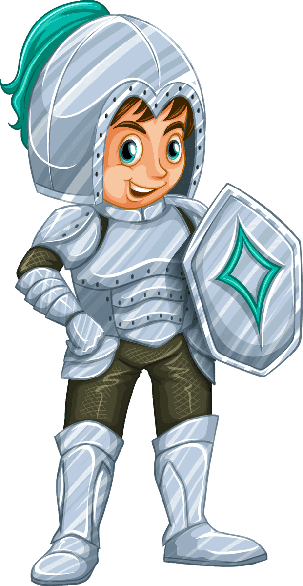 soldiers set medieval character in shiny armor with shield for playful storytelling