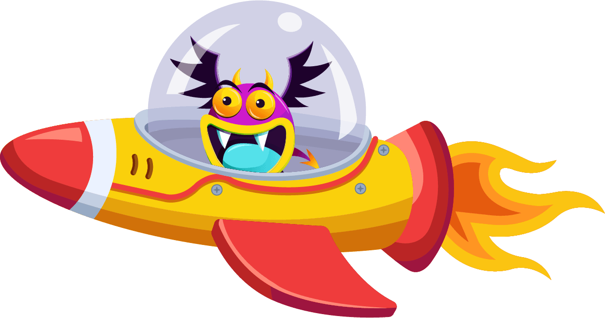 spaceship alien elements colorful cartoon sketch