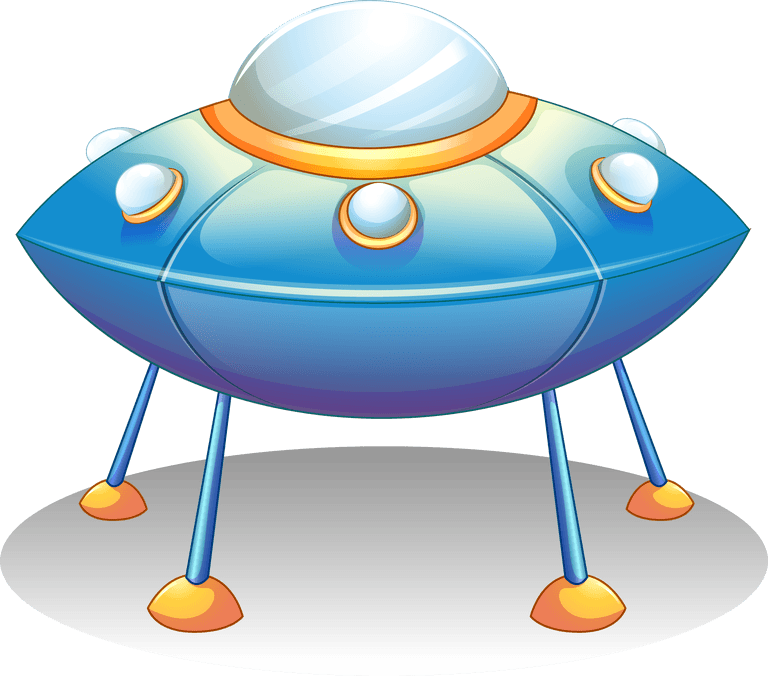 spaceship illustration of the flying saucers and a rocket on a white background
