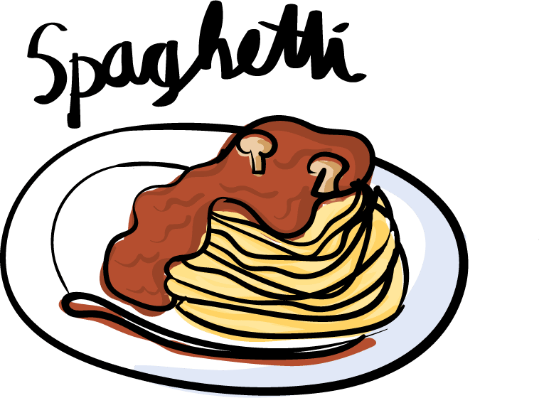 spaghetti drawing style food collection