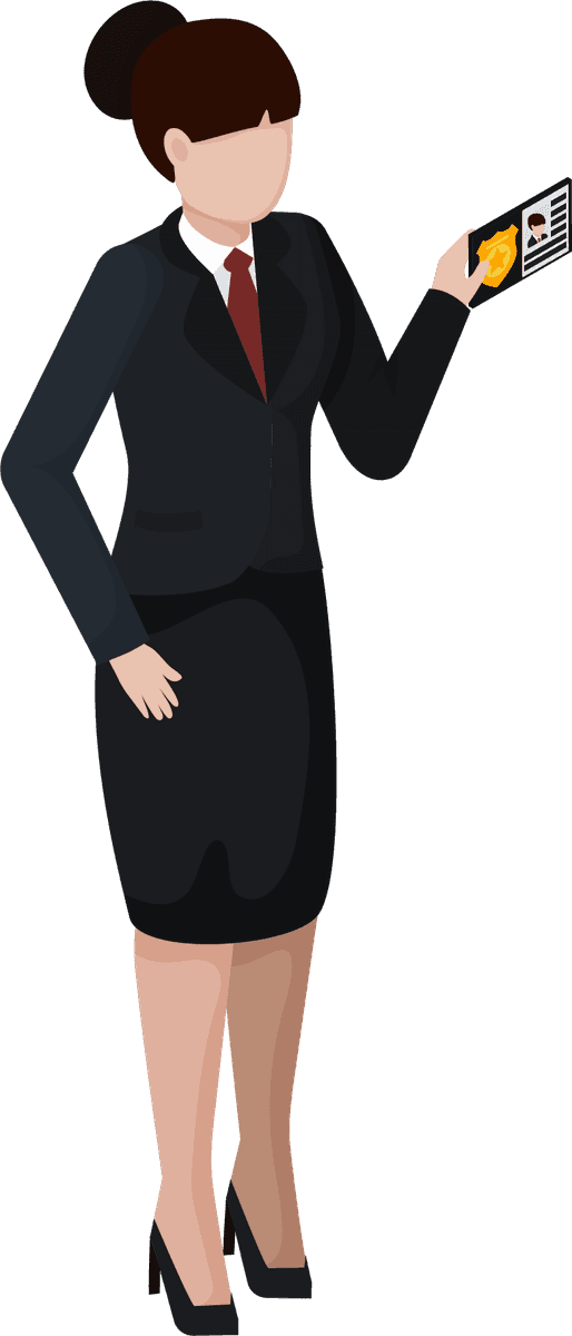 special agent isometric people holding identification badge with stylish attire and confident pose