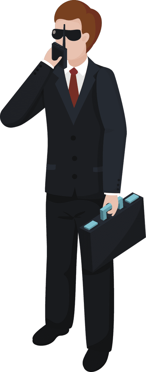 special agent isometric people in business attire communicating on a device