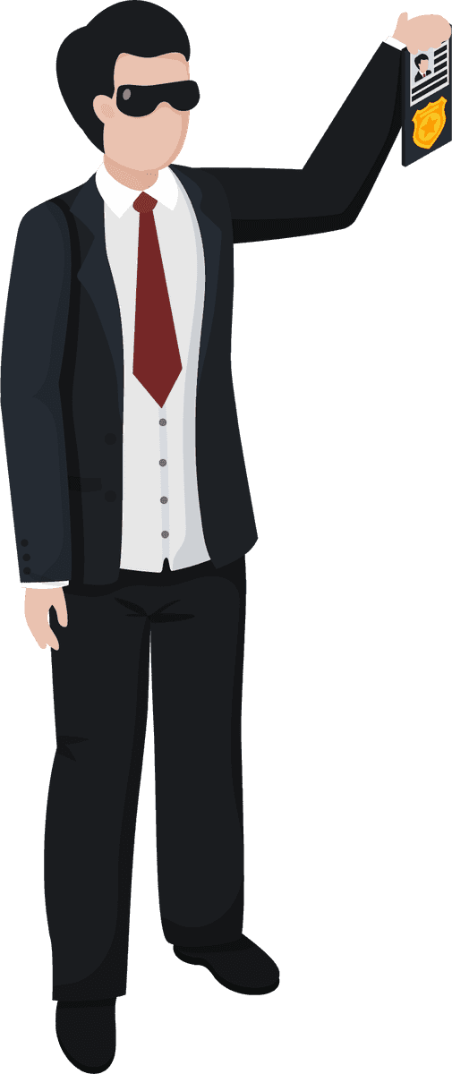 special agent isometric people showcasing authority in formal attire with badge