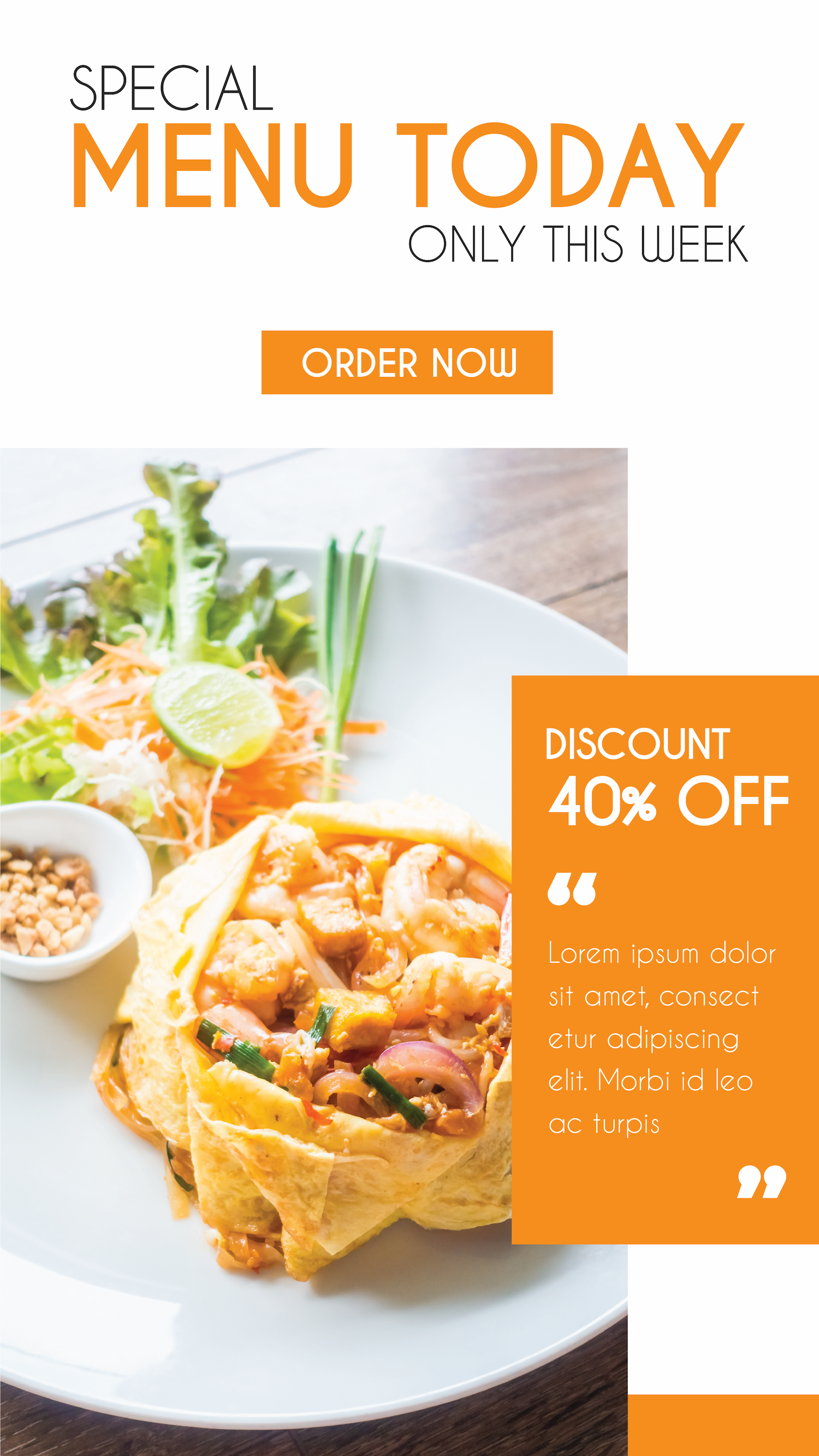special menu today food discount banner