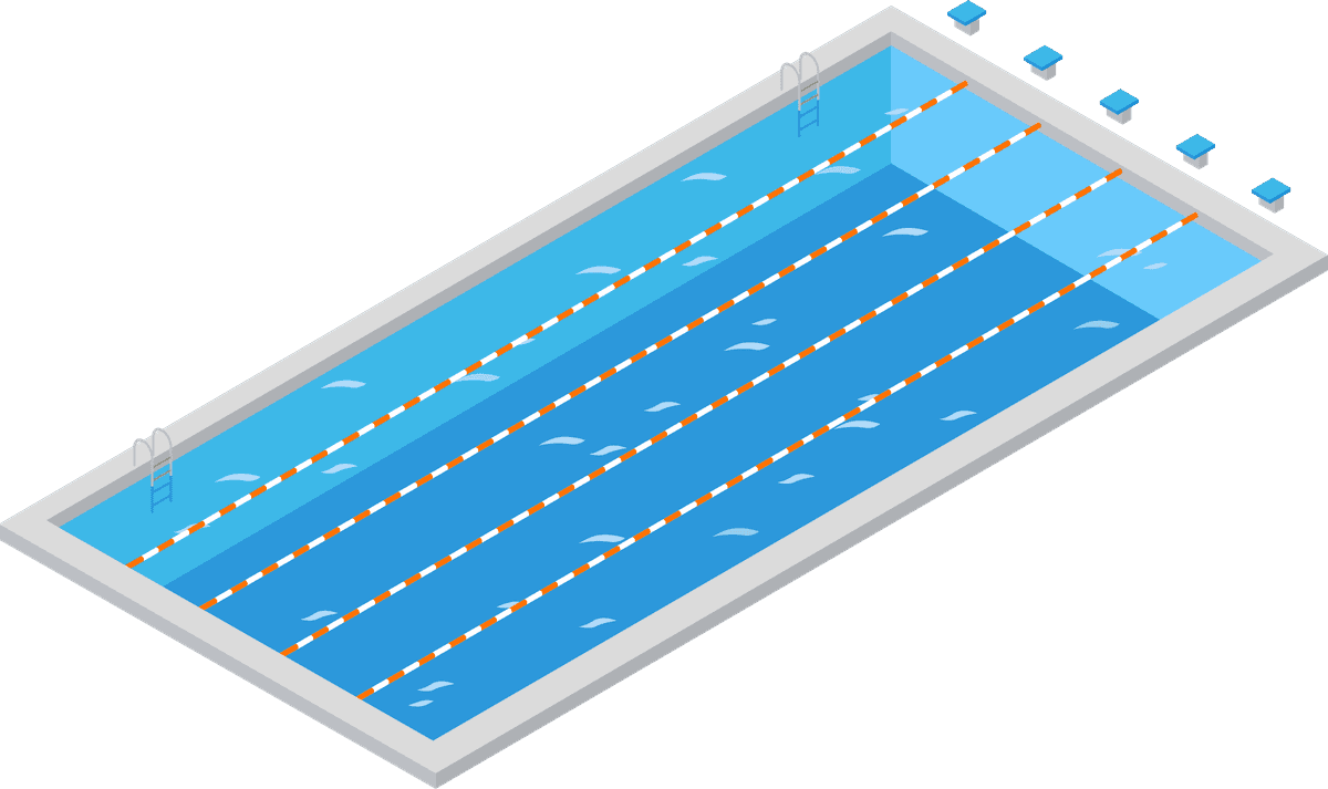 isolated isometric sport fields illustration featuring a detailed swimming pool layout for various activities