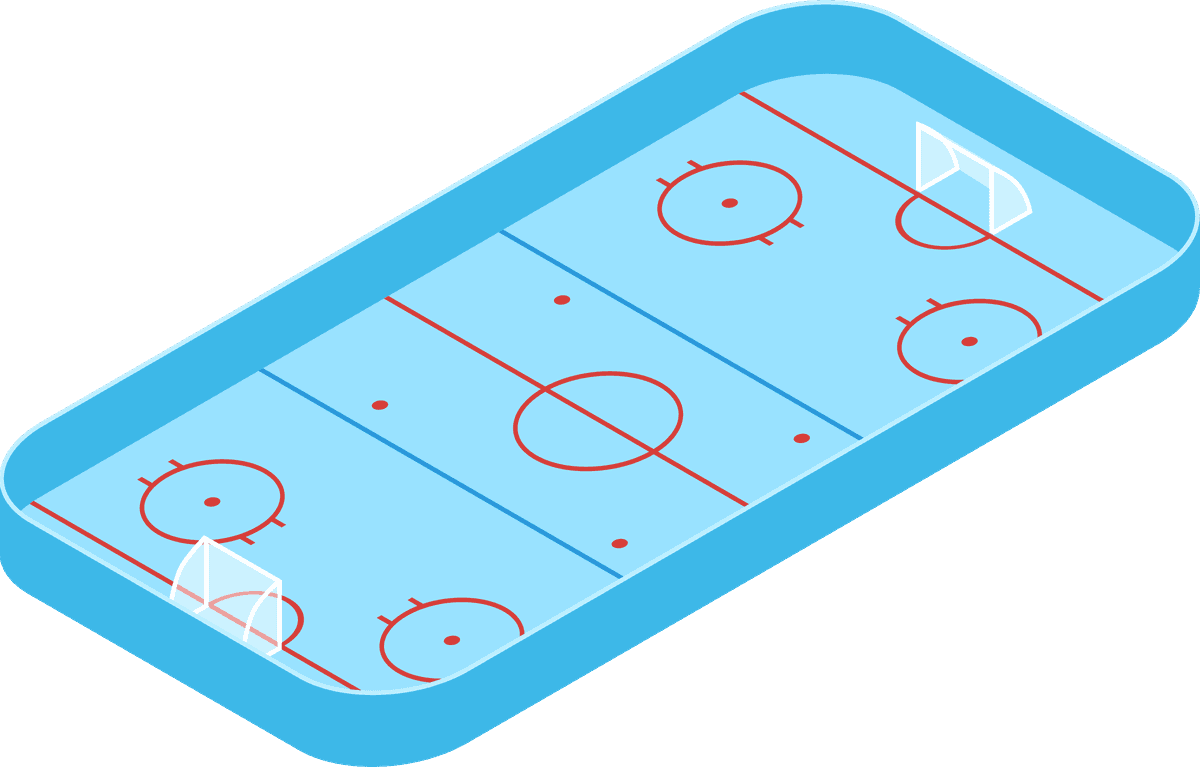 isolated isometric sport fields illustration featuring an ice hockey rink with clear markings and goals