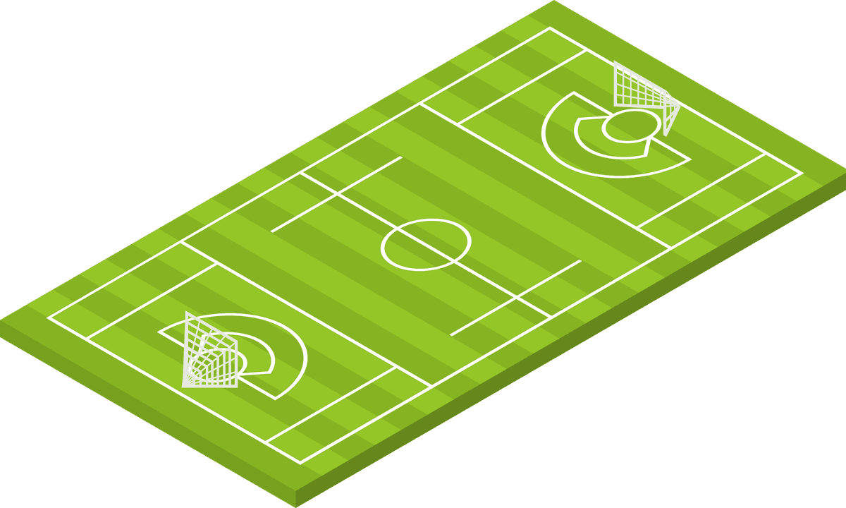 isolated isometric sport fields illustration featuring a detailed soccer pitch layout