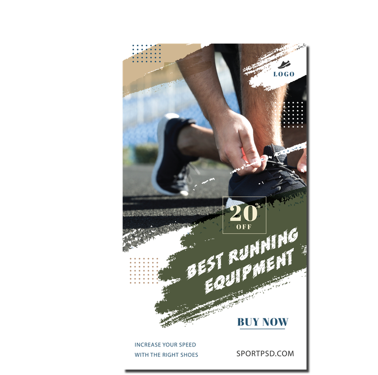 sport instagram stories post collection showcasing best running equipment with discounts