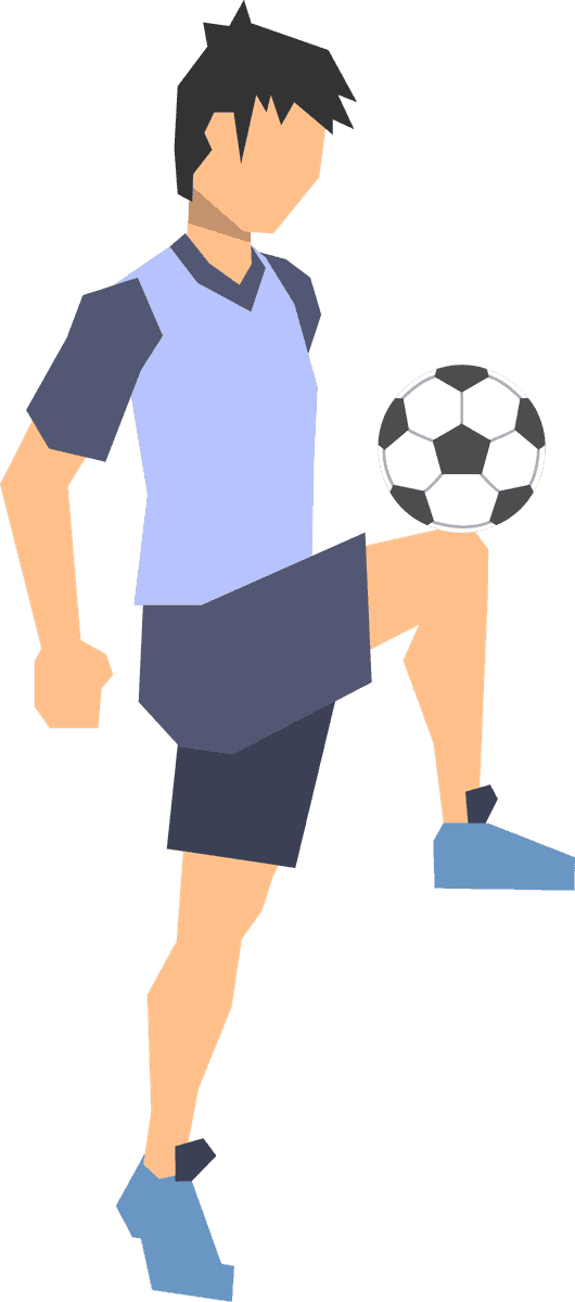sport people flat icons showcasing an athlete skillfully balancing a soccer ball while in motion