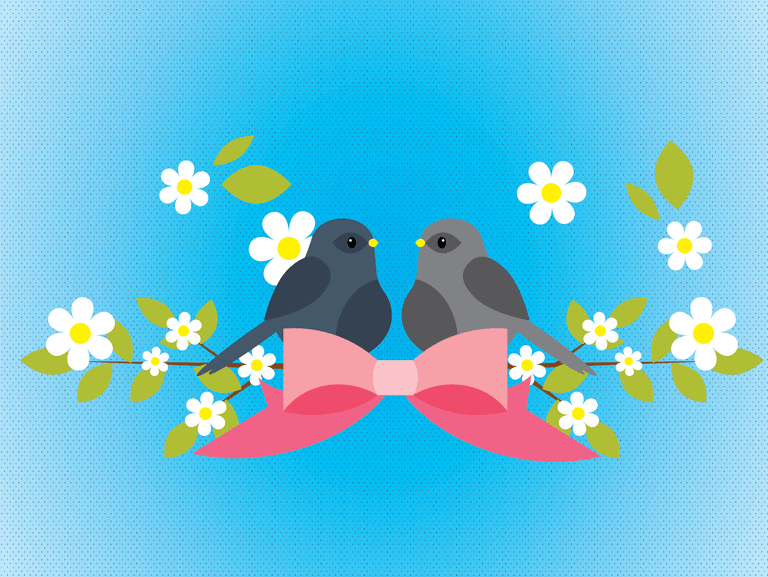 spring banner sparrow flower branch