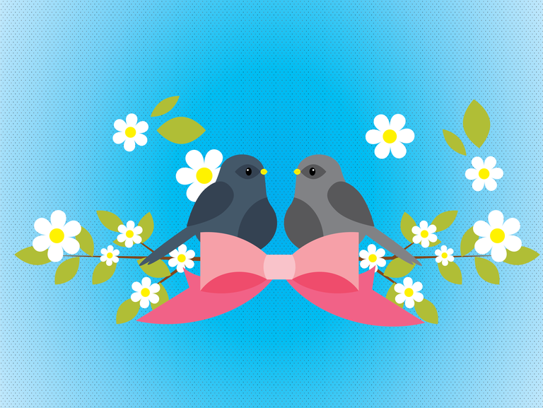 spring banner sparrow flower branch