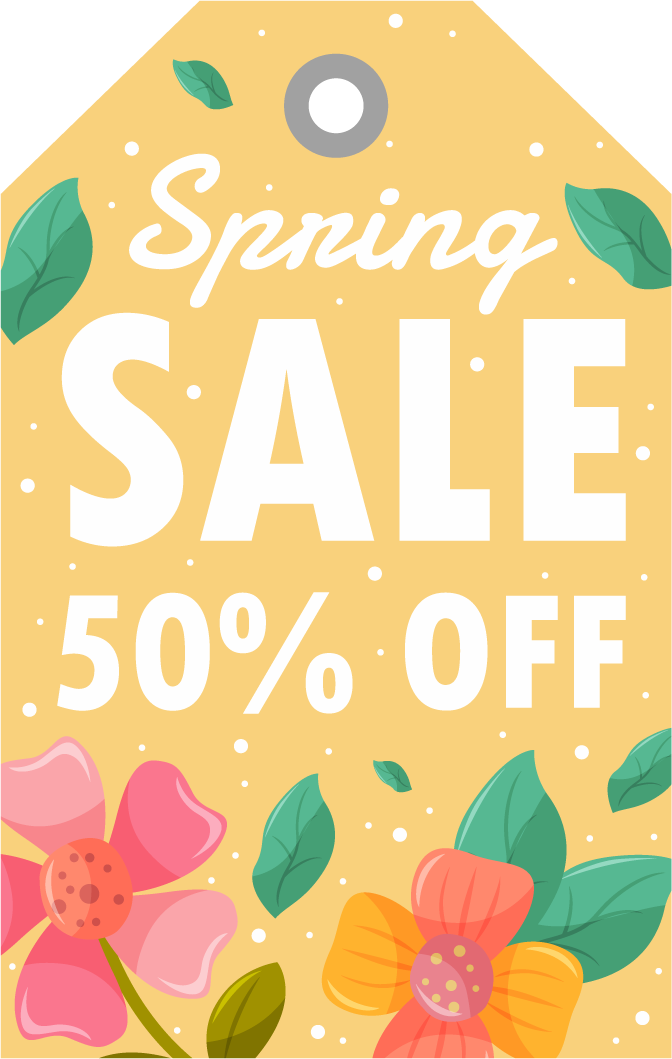 spring element marketing label card for seasonal promotions with vibrant floral accents