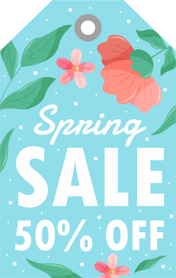 spring element marketing label card for vibrant seasonal promotions and sales events