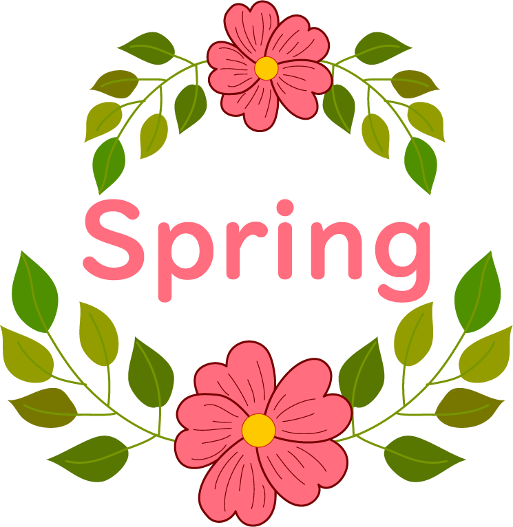 spring logotypes bird flowers texts decor