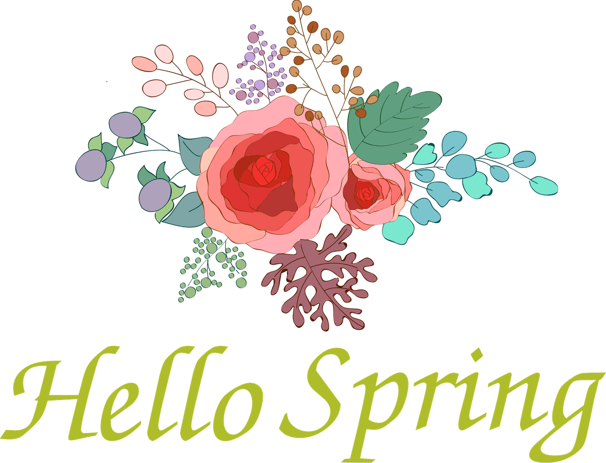 spring logotypes bird flowers texts decor