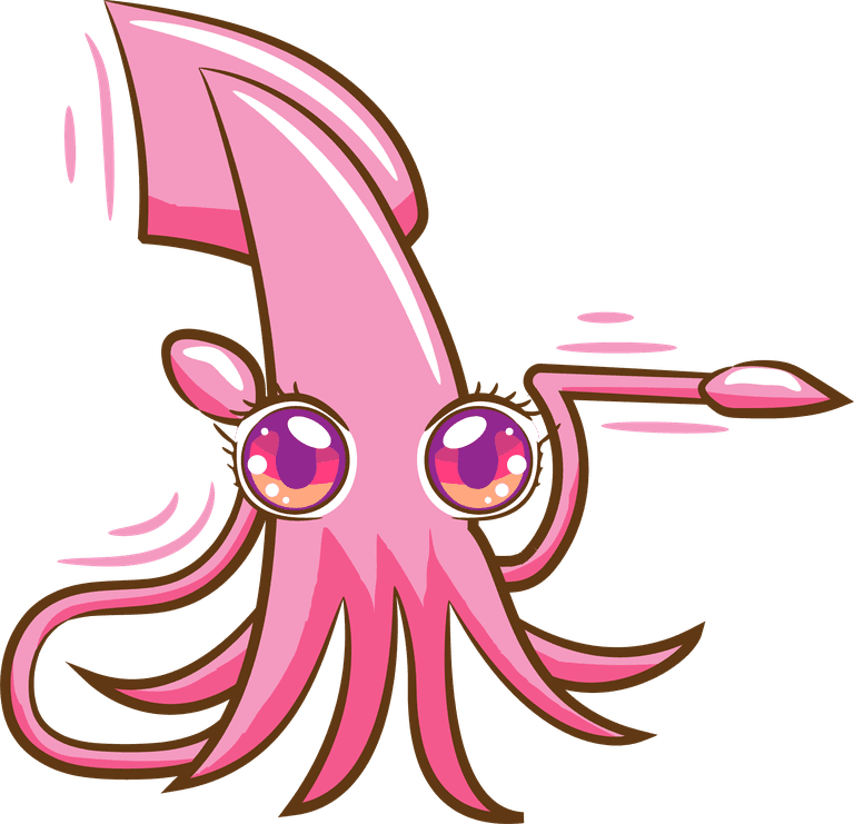 squid cartoon squid kawaii style set isolated on white background