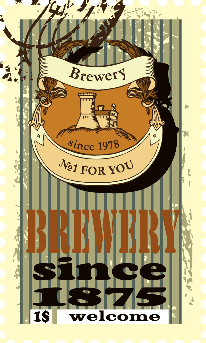 Stamp vintage beer vector