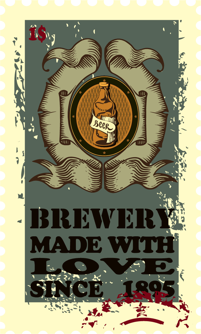 Stamp vintage beer vector