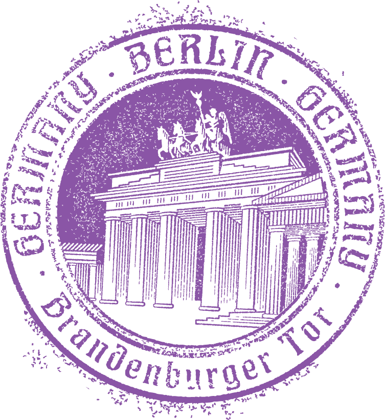 stamps with landmarks graphics featuring the iconic brandenburg gate in berlin, germany