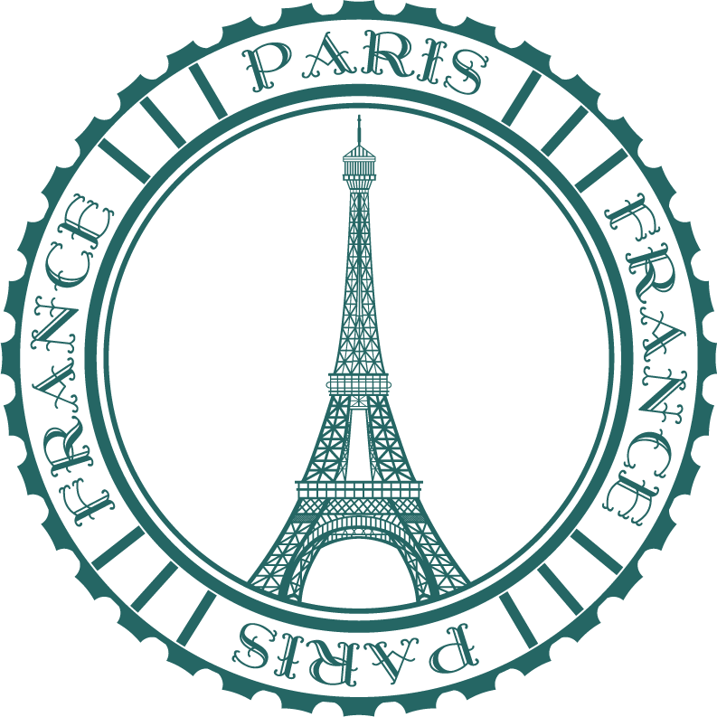 stamps with landmarks graphics featuring the iconic eiffel tower in paris, france