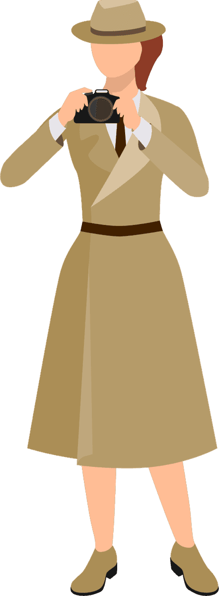standing detective characters illustration in vintage style for mystery themes and stories