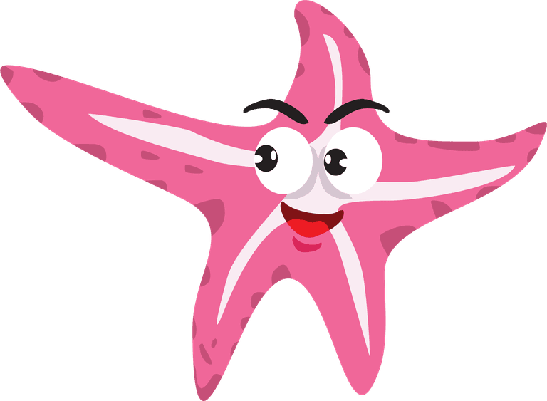 starfish marine animals common seafood in playful cartoon style for kids' education