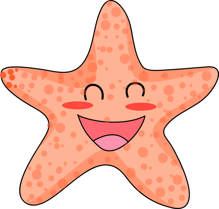 starfish marine species icons cute cartoon sketch