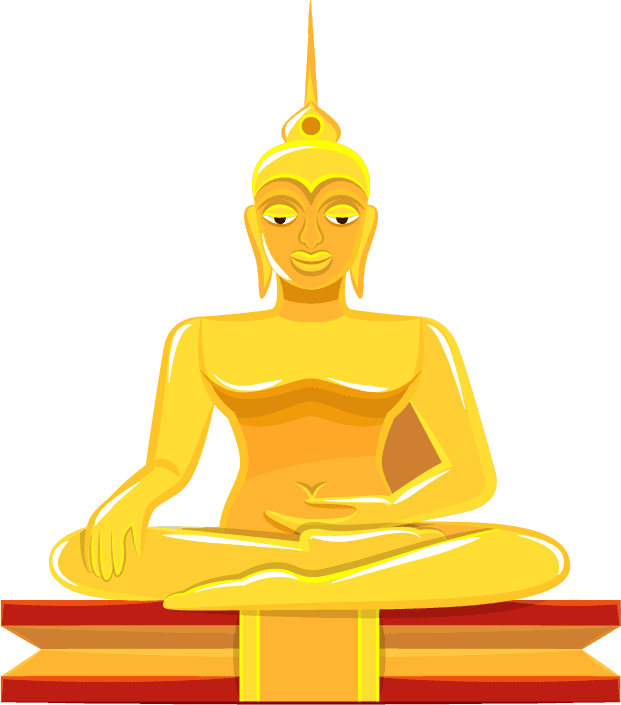statue thailand icons set