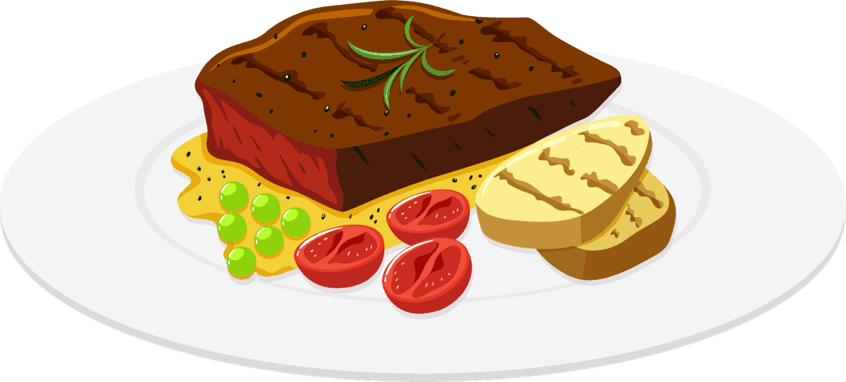 steak icon set flat for restaurant menus and culinary projects with fresh ingredients