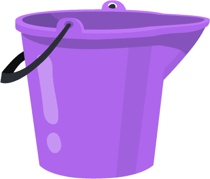 steel plastic buckets flat illustration cartoon metal containers pails water