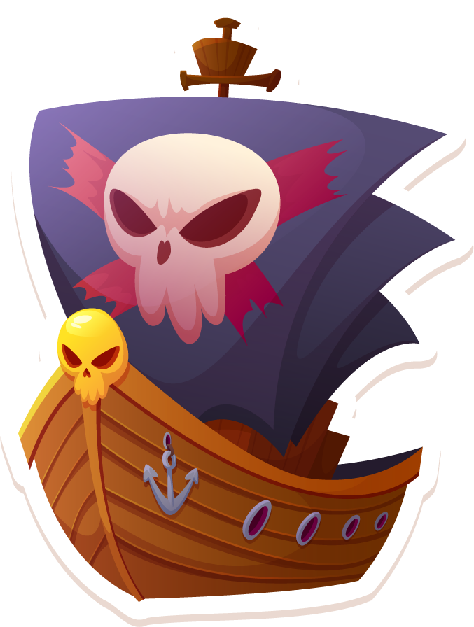 stickers pirate cannon treasure chest