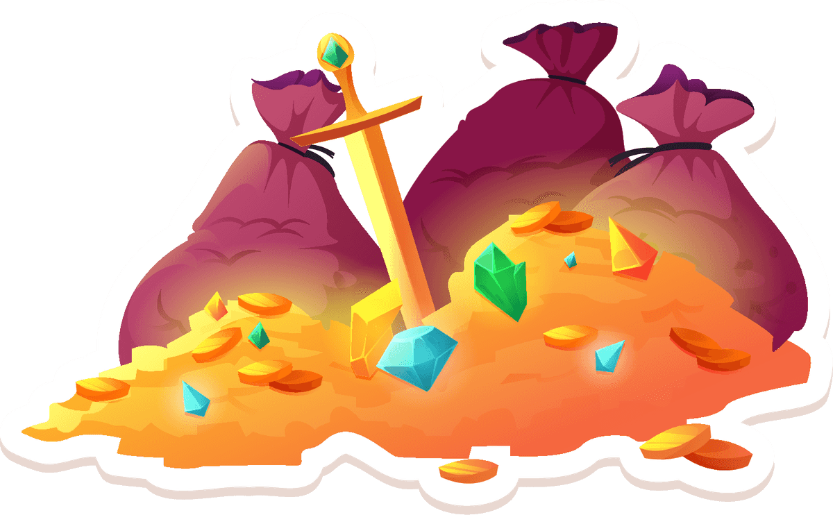 stickers pirate cannon treasure chest overflowing with gold and jewels