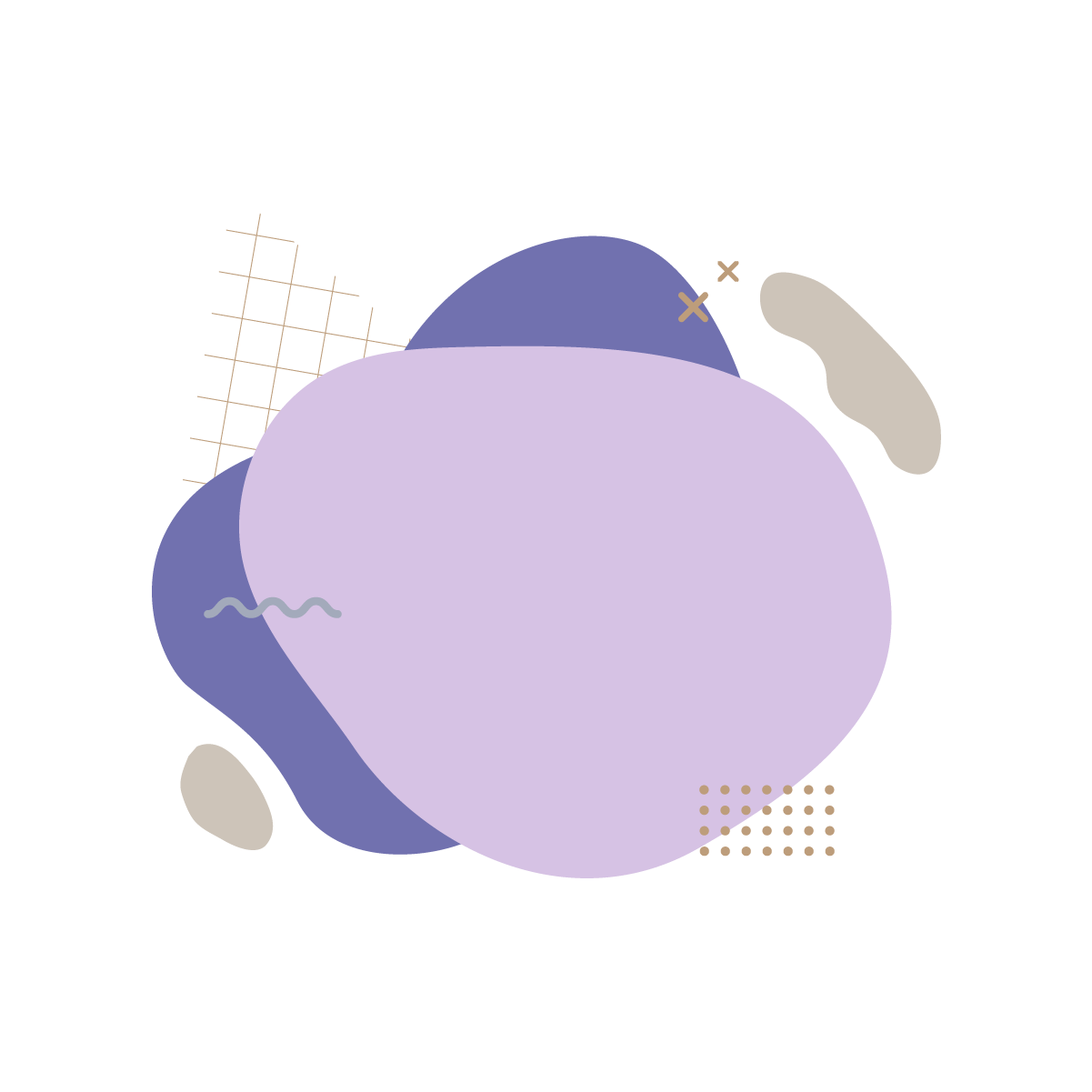 modern abstract with fluid shapes, pastel tones, and geometric accents