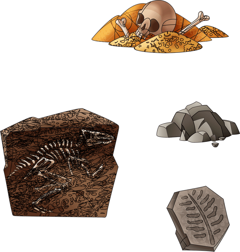 stone archeology set isolated elements images digging equipment excavation