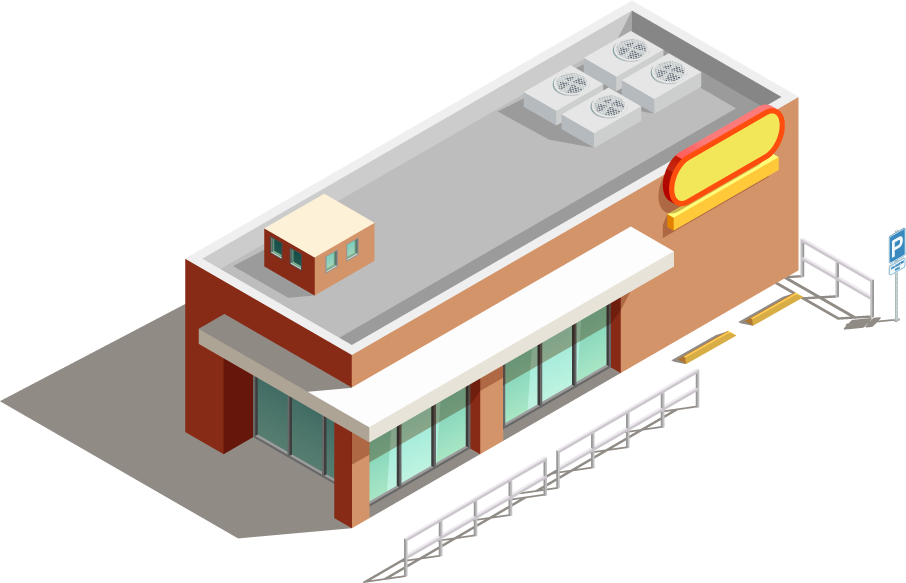 store buildings isometric icons featuring modern architecture and realistic details for digital presentations