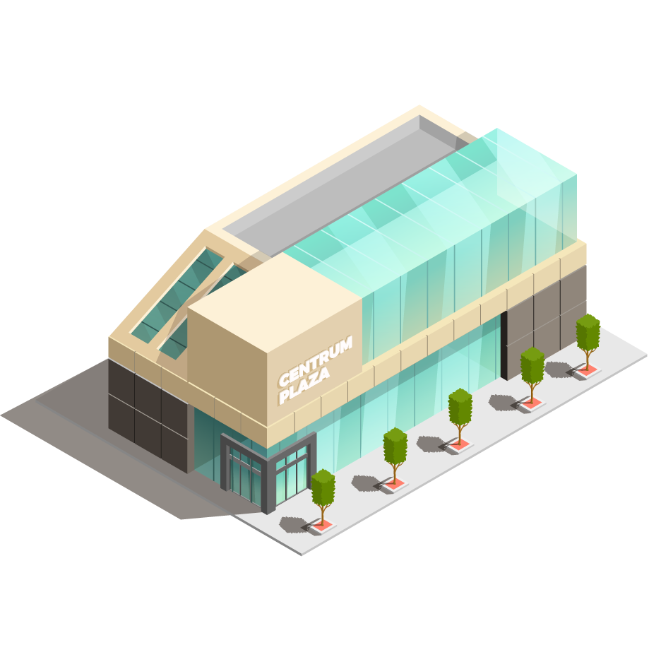 store buildings isometric icons showcasing modern architecture and retail spaces in vibrant colors