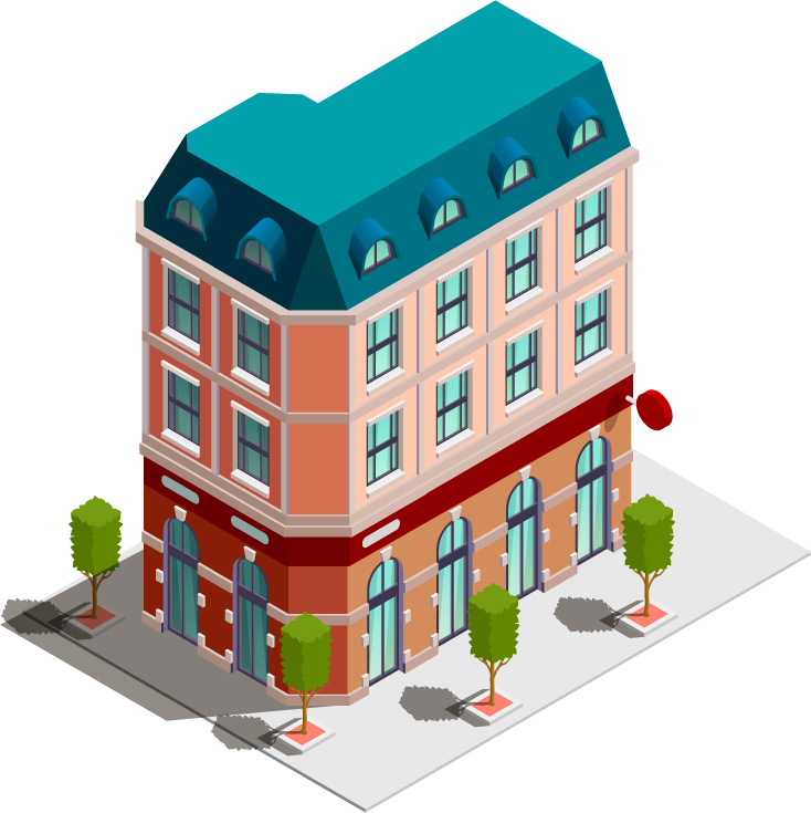 store buildings isometric icons showcasing detailed urban architecture for modern applications