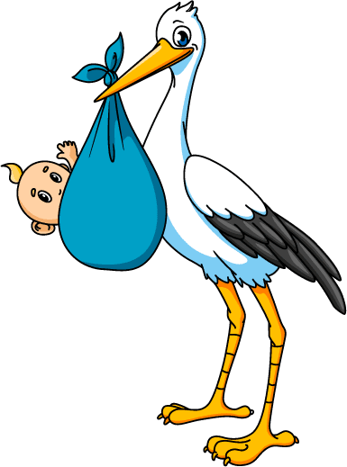 stork and newborn baby baby with stork baby card vector