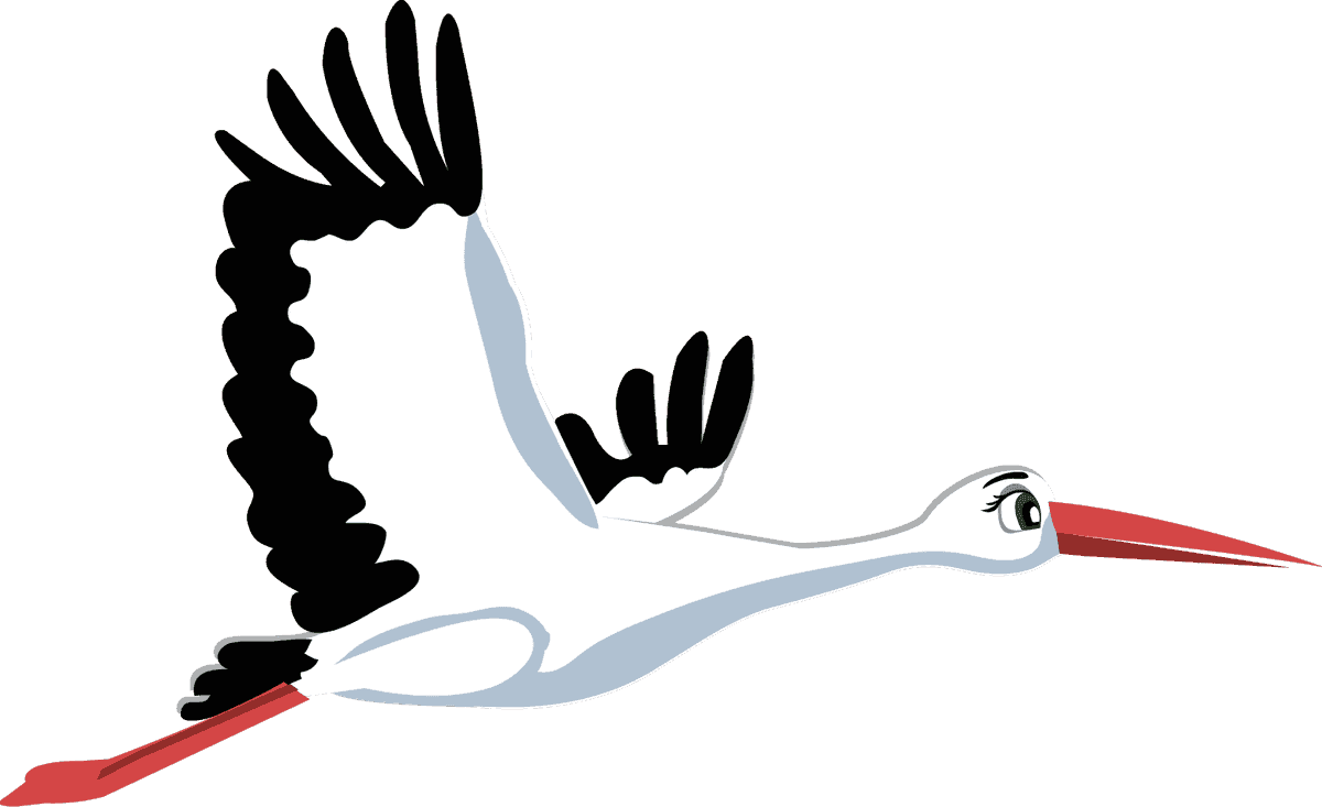 cute cartoon stork insect with a playful demeanor flying in vibrant colors