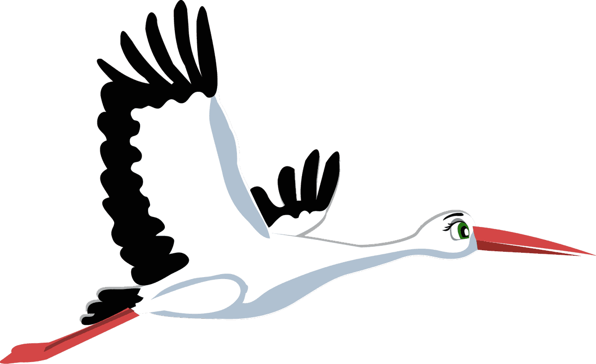 cute cartoon stork insect with a playful demeanor flying in vibrant colors