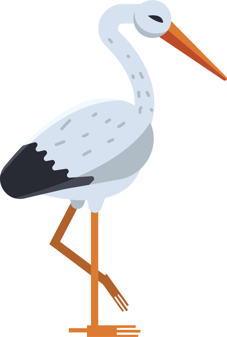 single stork with difference posture