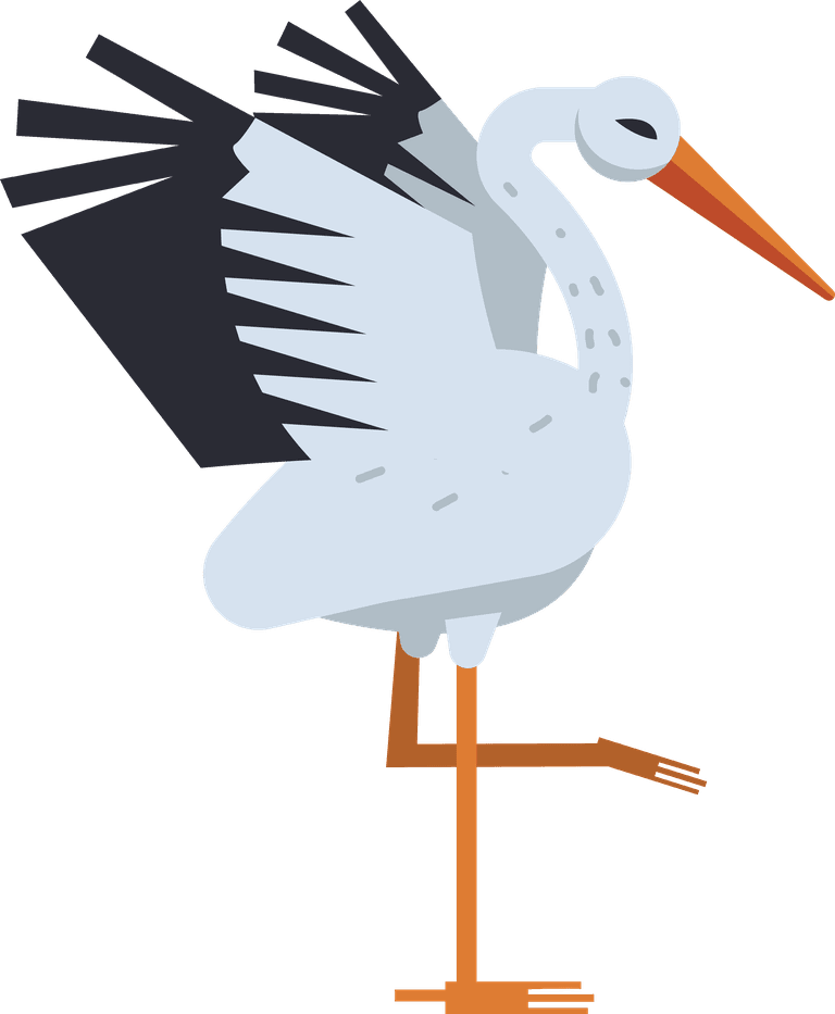single stork with difference posture