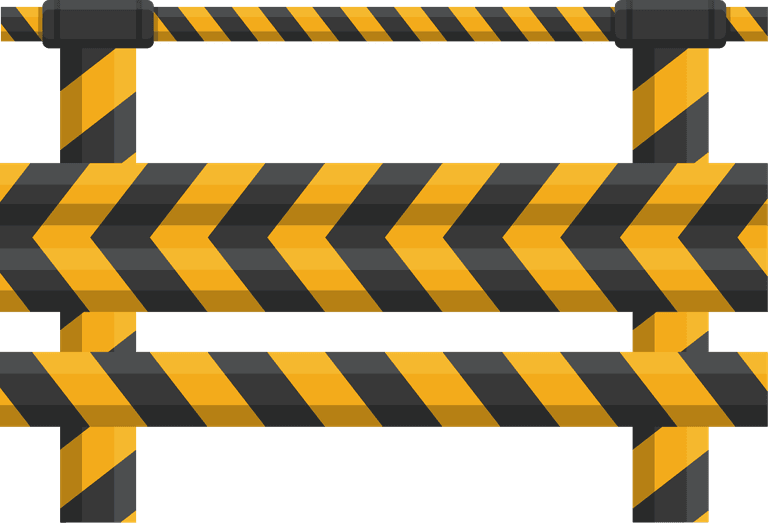 street barricades guardrail and concrete with variety collection in flat style illustration