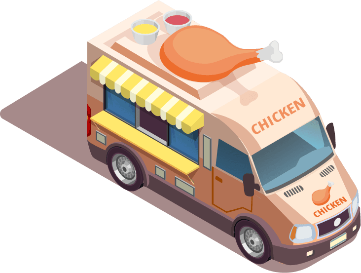 street food trucks isometric icons collection