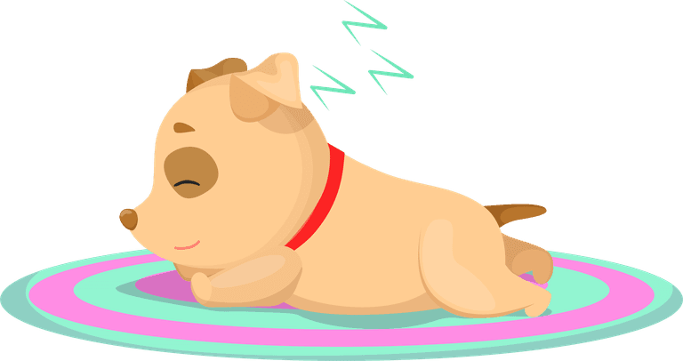 stupid dog happy puppy daily routine cartoon illustrations set