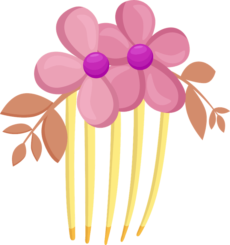 stylish hair accessories flat illustration featuring floral hairpins for trendy looks