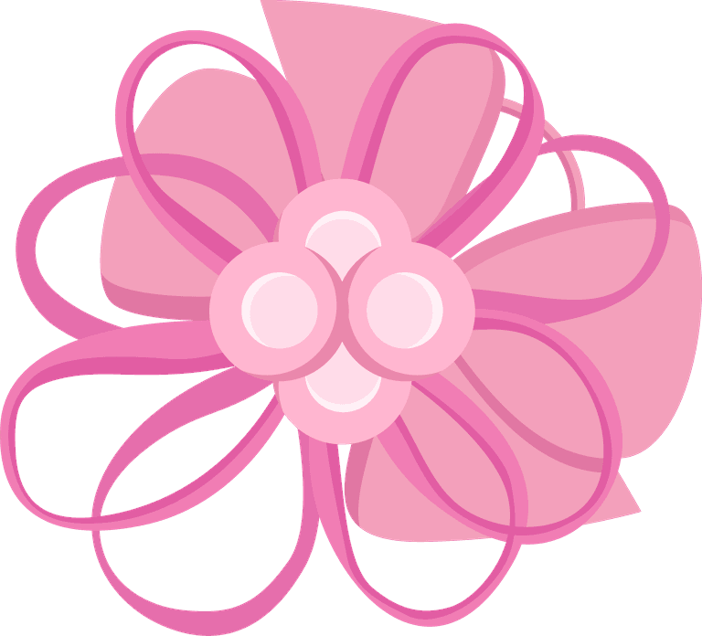 stylish hair accessories flat illustration featuring a floral design in soft pink tones