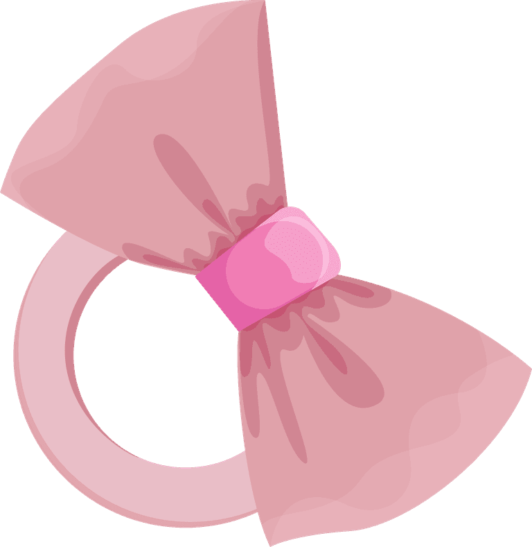 stylish hair accessories flat illustration featuring a pink bow and ring design